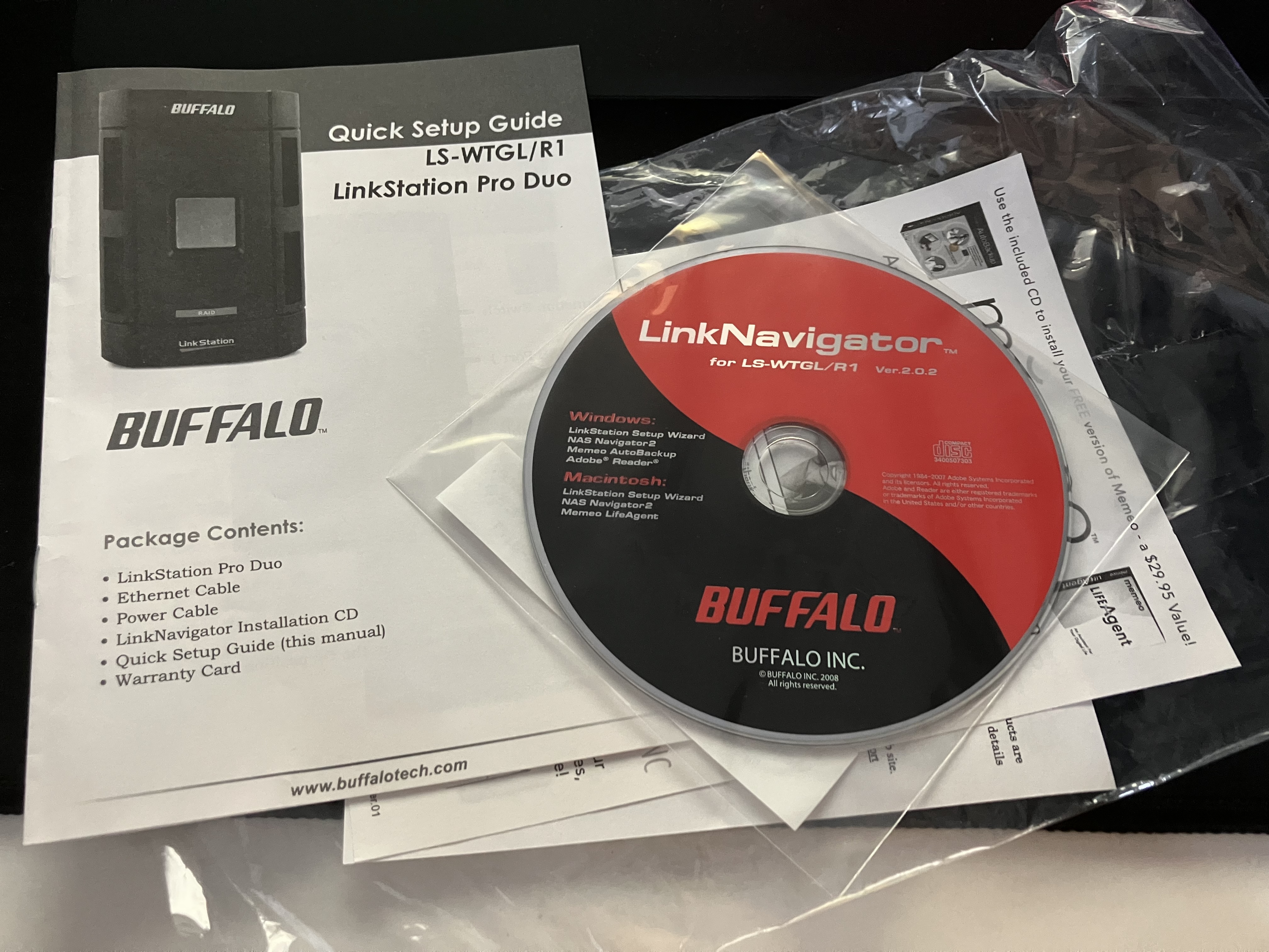 BUFFALO LinkStation Pro Duo说明书和软件安装用的CD